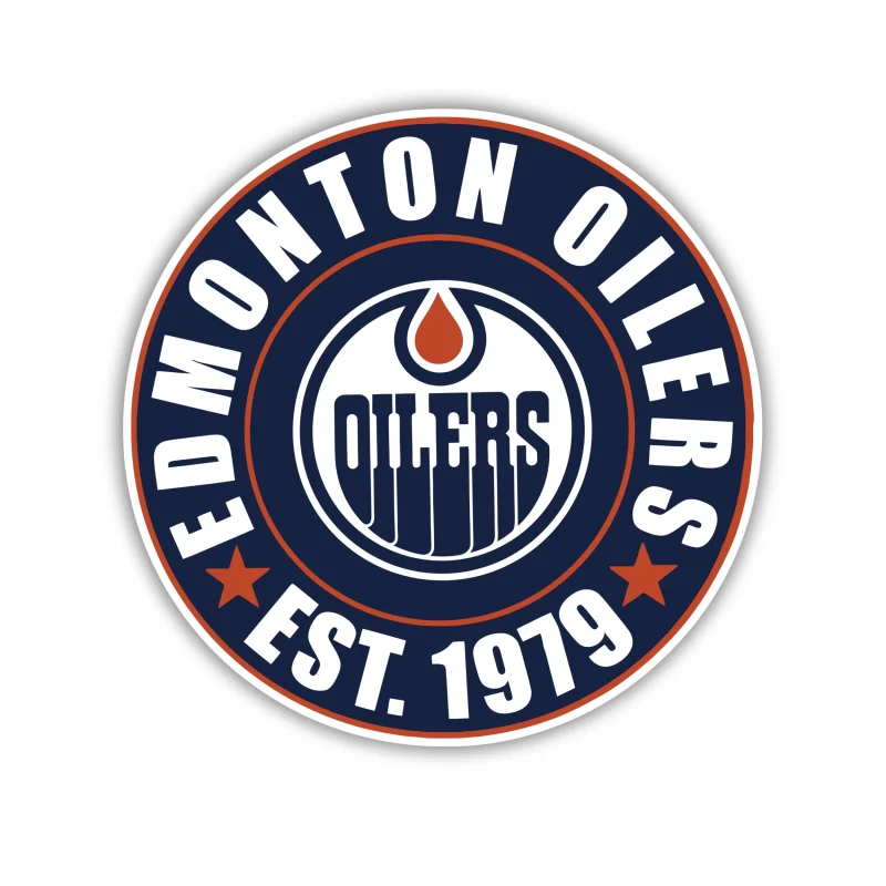 Edmonton Oilers - Circle With Name EST. 1979 - Iron On DTF Transfer - Custom Size