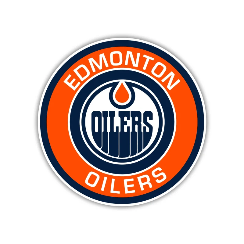 Edmonton Oilers - Orange Circle With Name - Iron On DTF Transfer - Custom Size