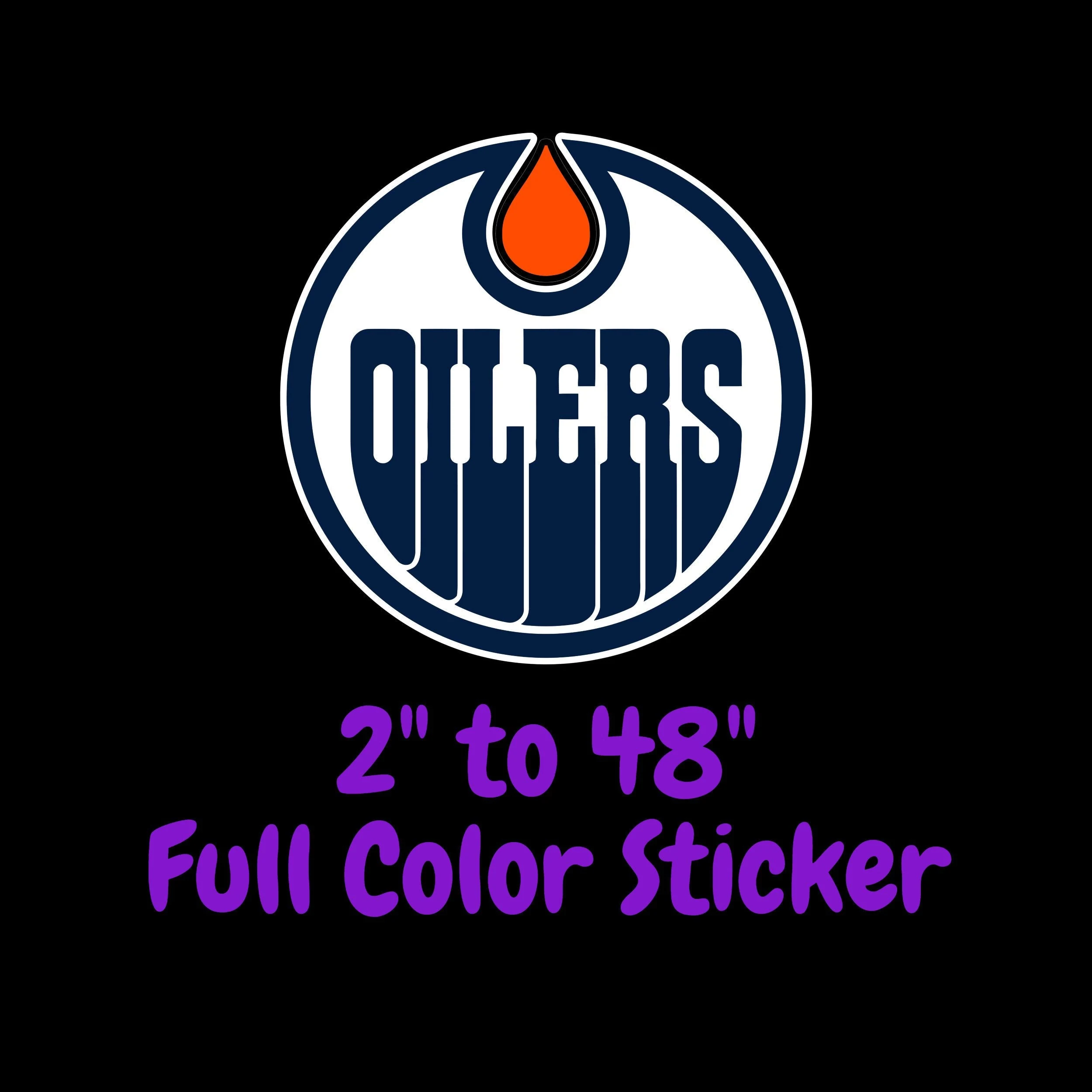 Edmonton Oilers - White Circle With Oilers - Full Color Vinyl Sticker - Custom Size