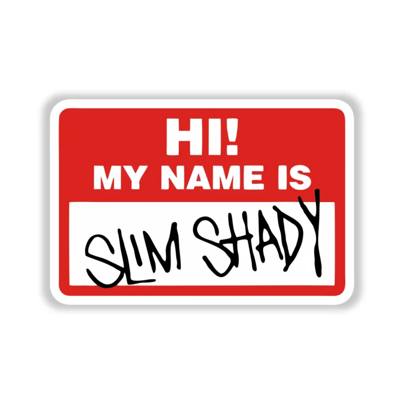 Eminem - Slim Shady Name Tag - Full Color Vinyl Sticker - Custom Size