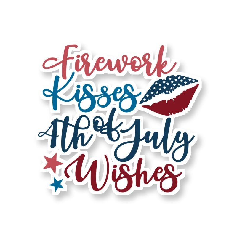 Firework Kisses 4th of July Wishes - Iron On DTF Transfer - Custom Size