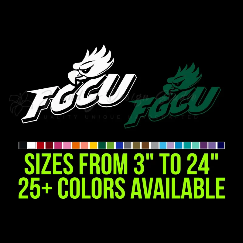 Florida Gulf Coast Eagles Vinyl Decal - Custom Size