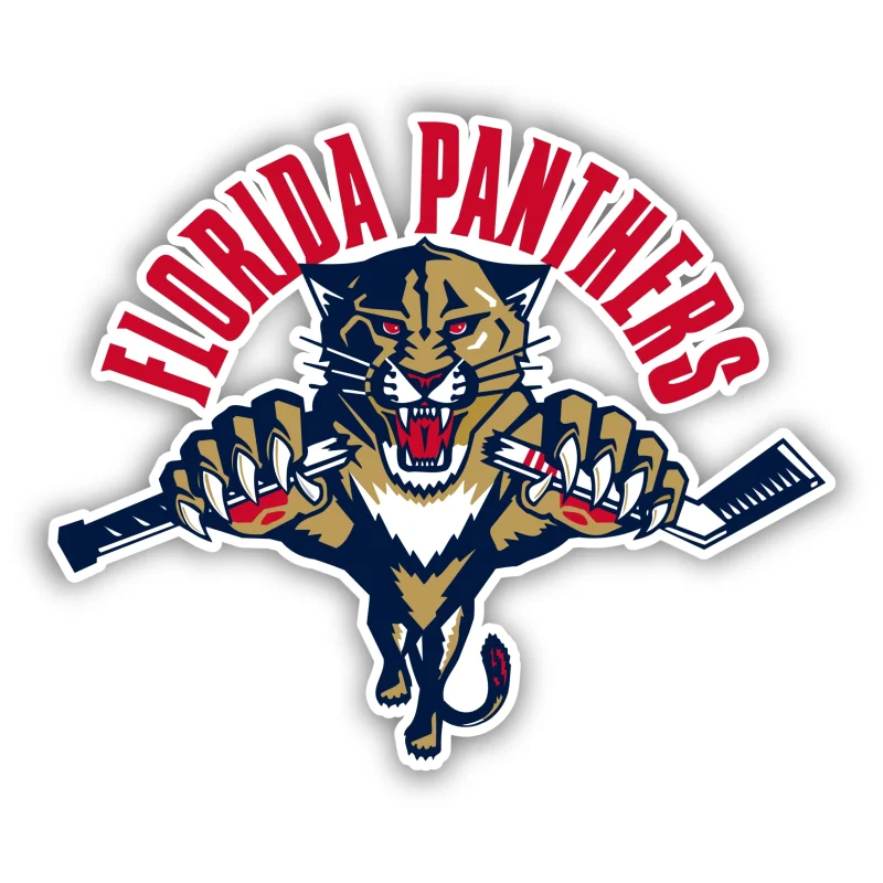 Florida Panthers - Panther With Hockey Stick - Iron On DTF Transfer - Custom Size