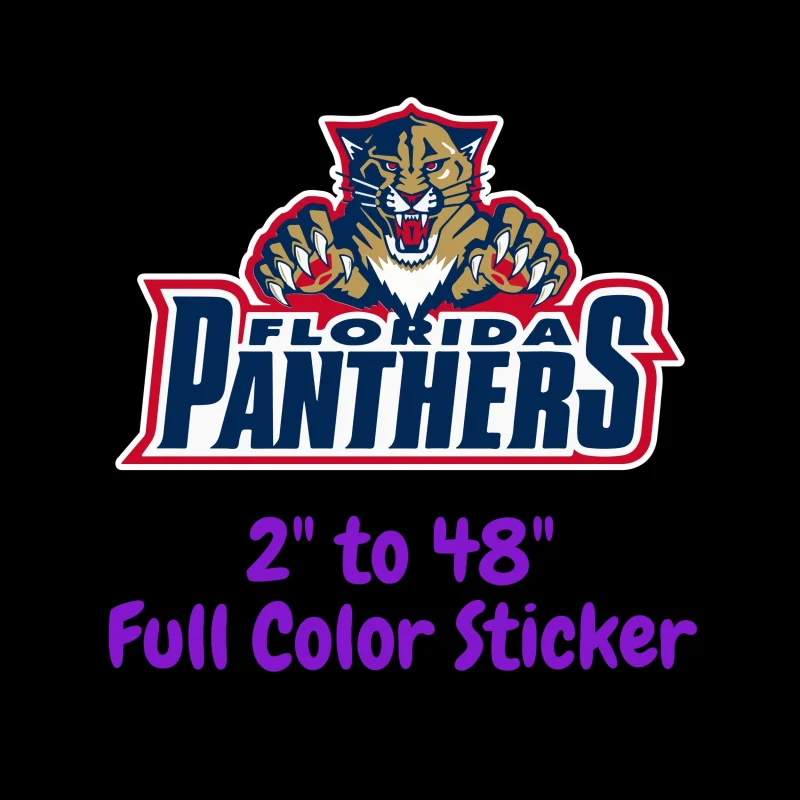 Florida Panthers - Panther With Name - Full Color Vinyl Sticker - Custom Size