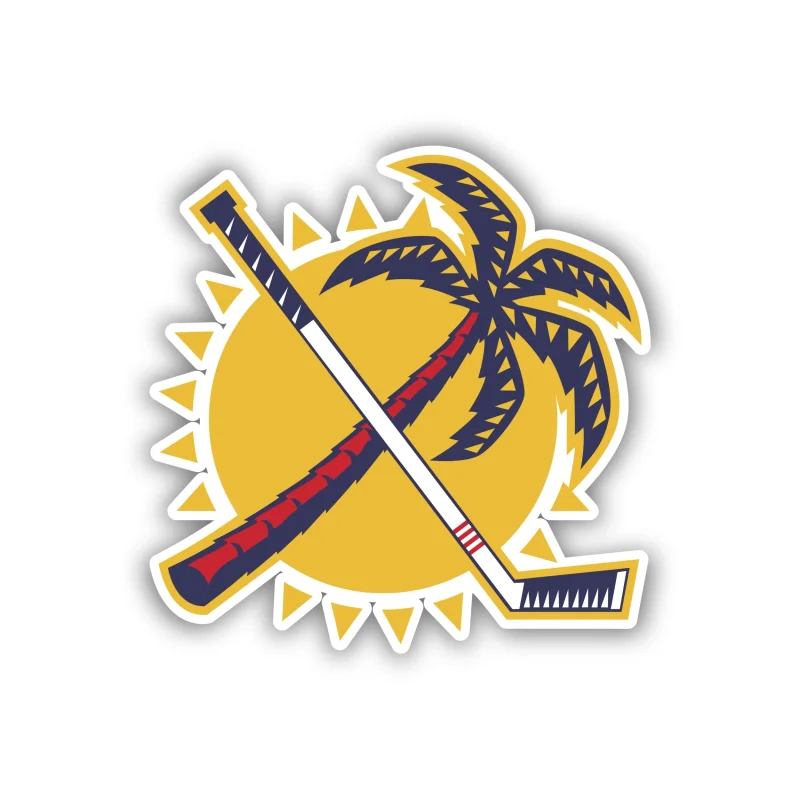 Florida Panthers - Sun With Palm Tree - Iron On DTF Transfer - Custom Size