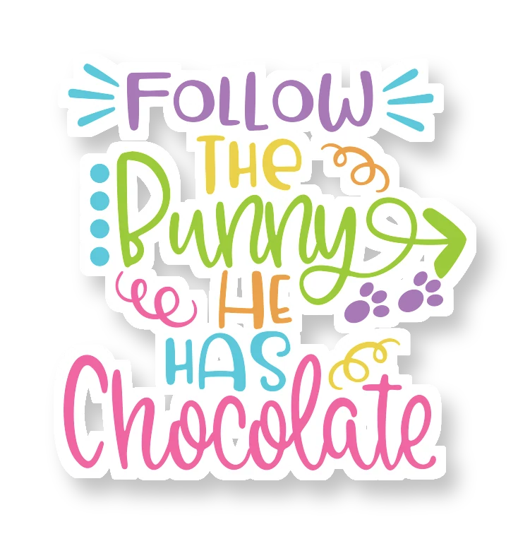 Follow the Bunny - Full Color Vinyl Sticker - Custom Size