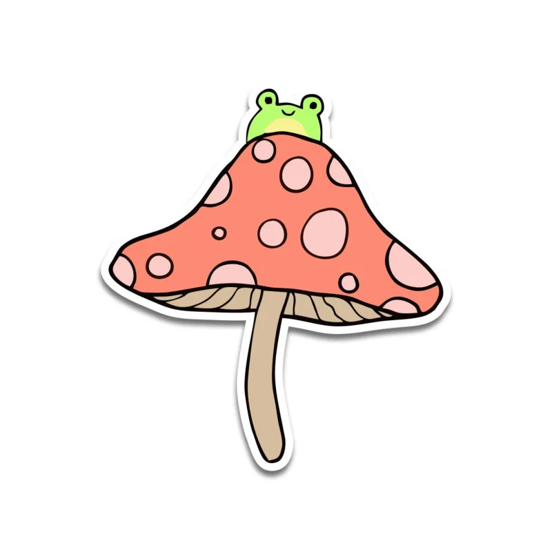 Frog with Mushroom Full Color Vinyl Decal - Custom Size