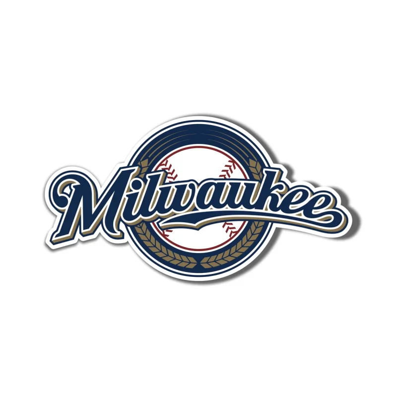 Milwaukee Brewers - Circle With Milwaukee - Full Color Vinyl Sticker - Custom Size