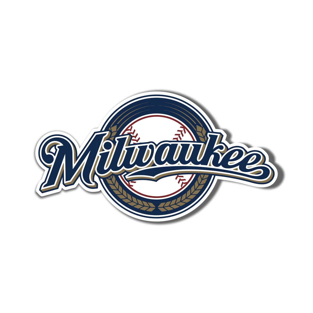 Milwaukee Brewers - Circle With Milwaukee - Full Color Vinyl Sticker - Custom Size