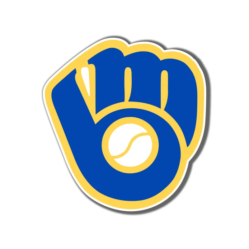 Milwaukee Brewers - Retro Light Blue Glove - Full Color Vinyl Sticker - Custom Size