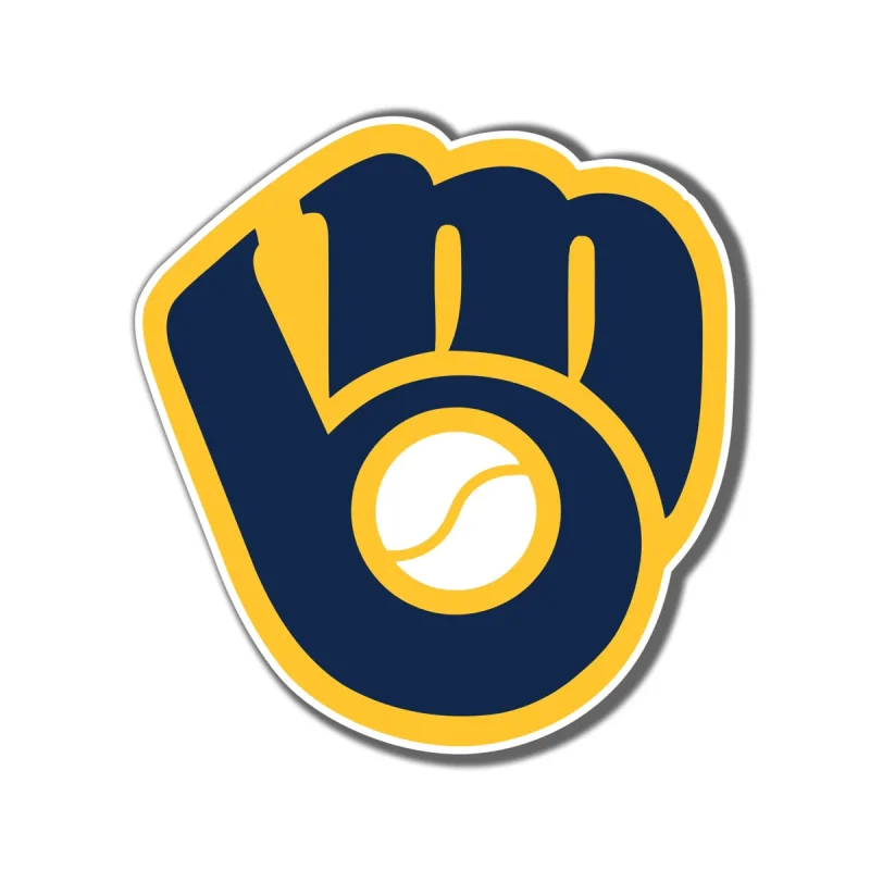Milwaukee Brewers - Dark Blue Glove - Full Color Vinyl Sticker - Custom Size