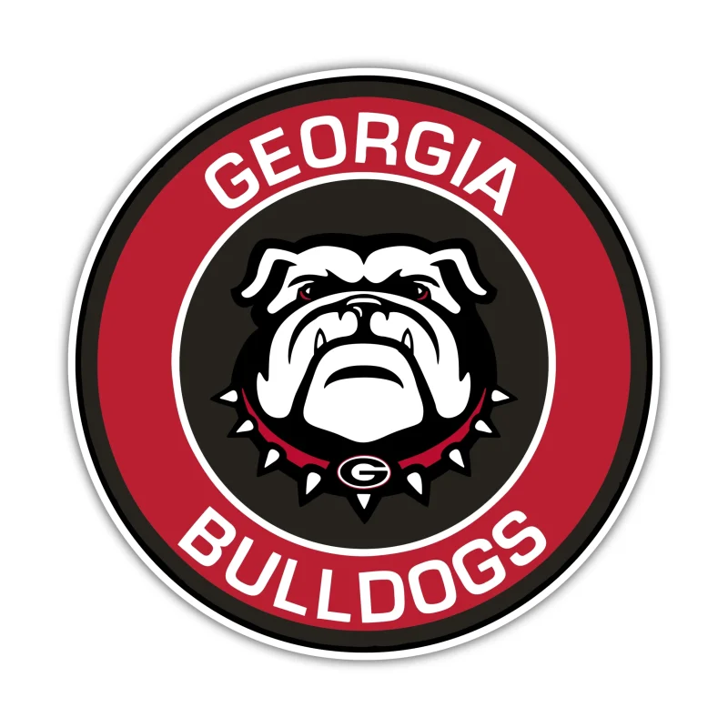 Georgia Bulldogs - Red Circle with Bulldog - Full Color Vinyl Decal - Custom Size