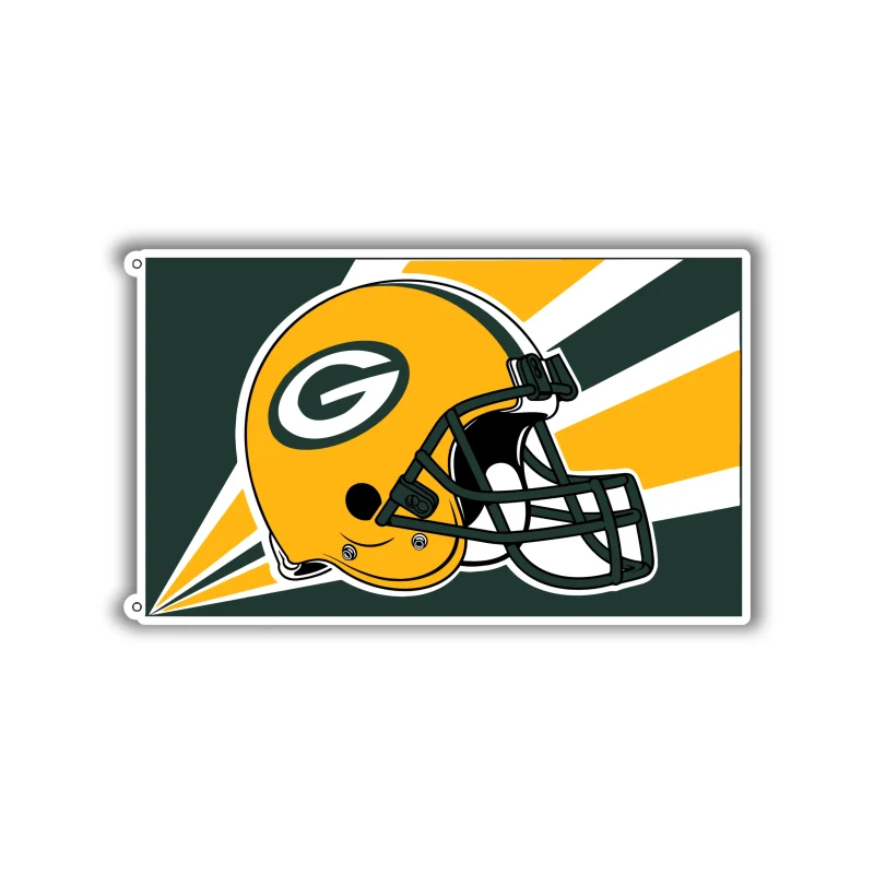 Green Bay Packers - Helmet with Yellow and Green Background - Iron On DTF Transfer - Custom Size