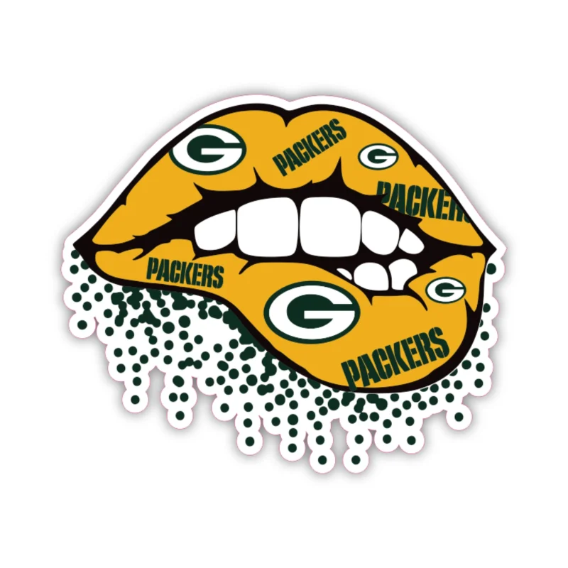 Green Bay Packers - Lips - Iron On DTF Transfer - Custom Size