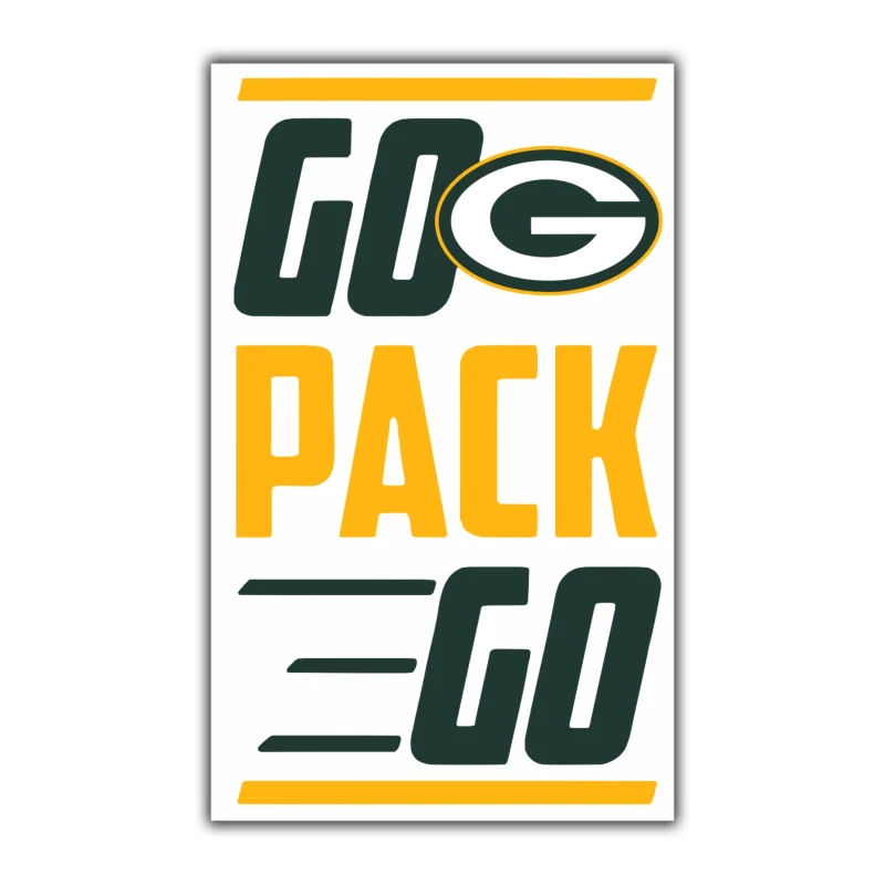 Green Bay Packers - Rectangle - Full Color Vinyl Sticker - Custom Size
