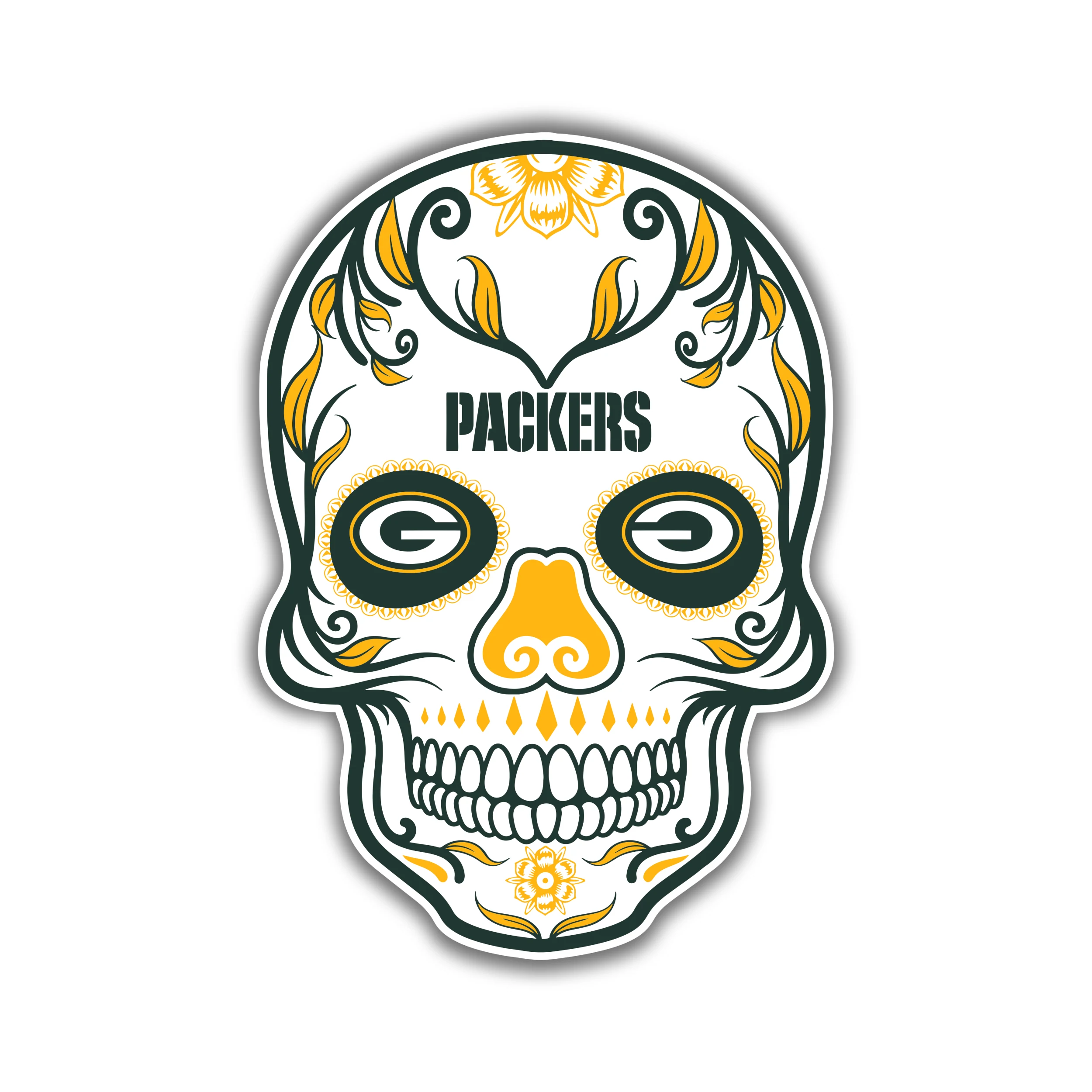 Green Bay Packers - Sugar Skull - Iron On DTF Transfer - Custom Size