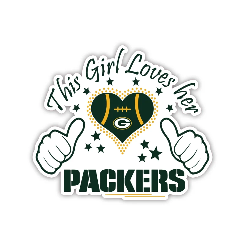 Green Bay Packers - This Girl Loves Her Packers - Iron On DTF Transfer - Custom Size
