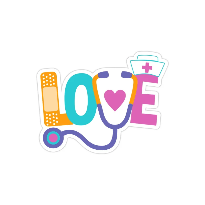 Healthcare Love Full Color Vinyl Decal - Custom Size