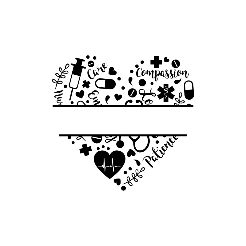 Heart - Nurse - Vinyl Decal - Custom Size