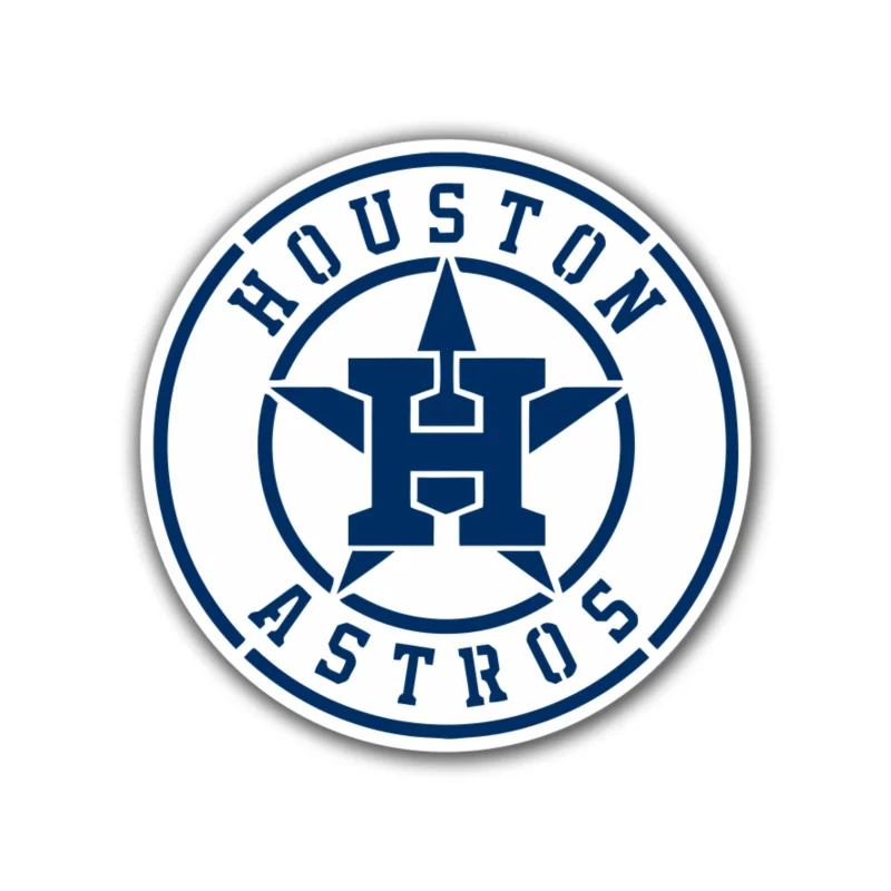 Houston Astros - Blue and White Circle with Name - Iron On DTF Transfer - Custom Size