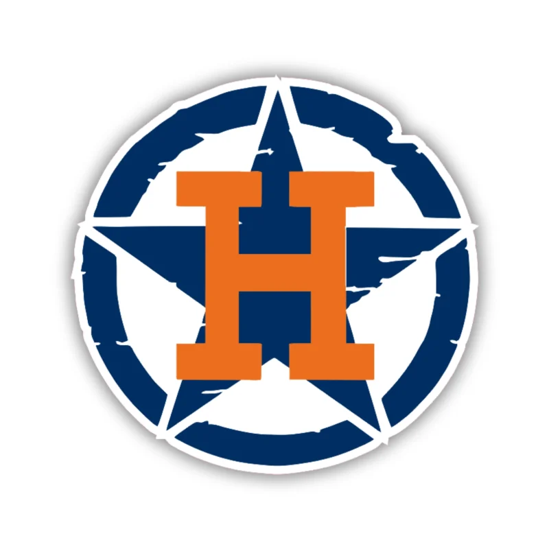 Houston Astros - Blue Circle and Star with Orange H - Iron On DTF Transfer - Custom Size