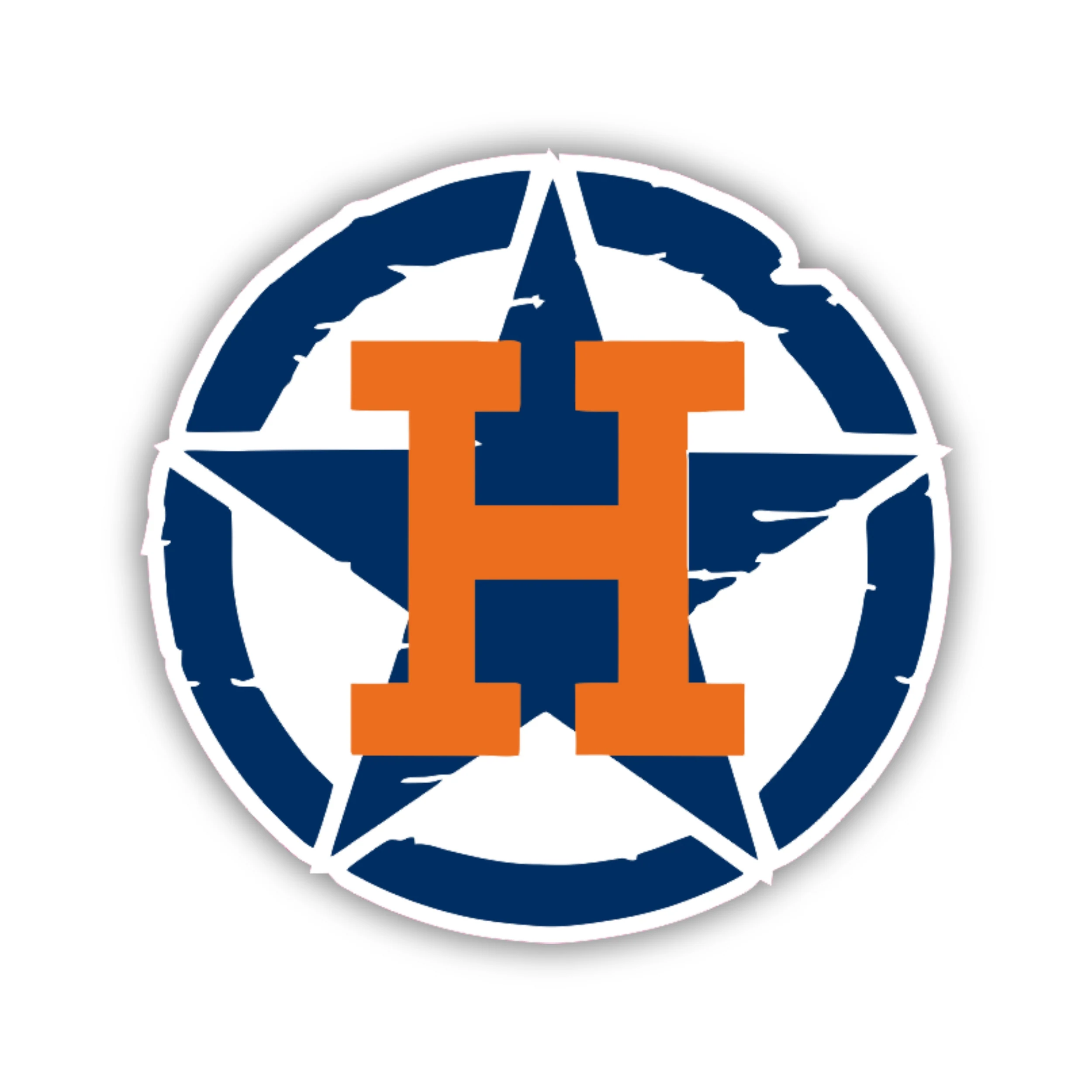 Houston Astros - Blue Circle and Star with Orange H - Iron On DTF Transfer - Custom Size