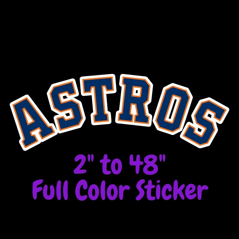 Houston Astros - Curved Astros - Full Color Vinyl Sticker - Custom Size