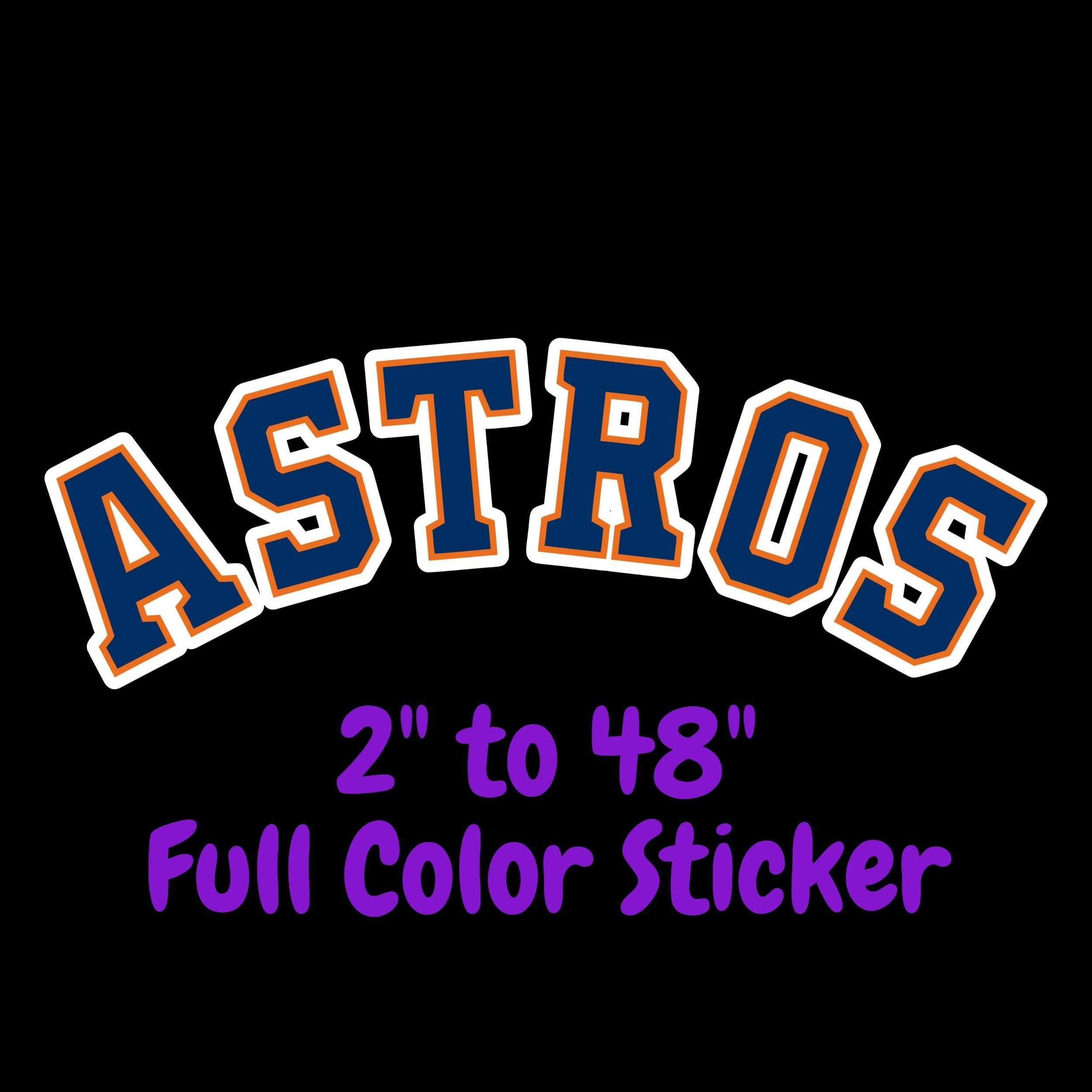 Houston Astros - Curved Astros - Full Color Vinyl Sticker - Custom Size