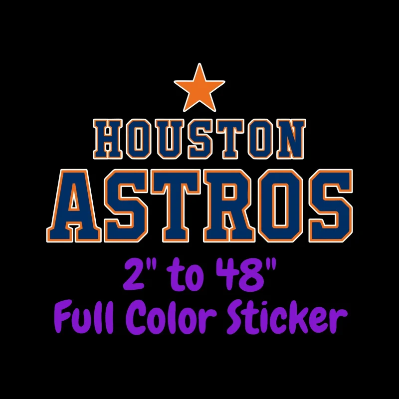 Houston Astros - Name With Star On Top - Full Color Vinyl Sticker - Custom Size