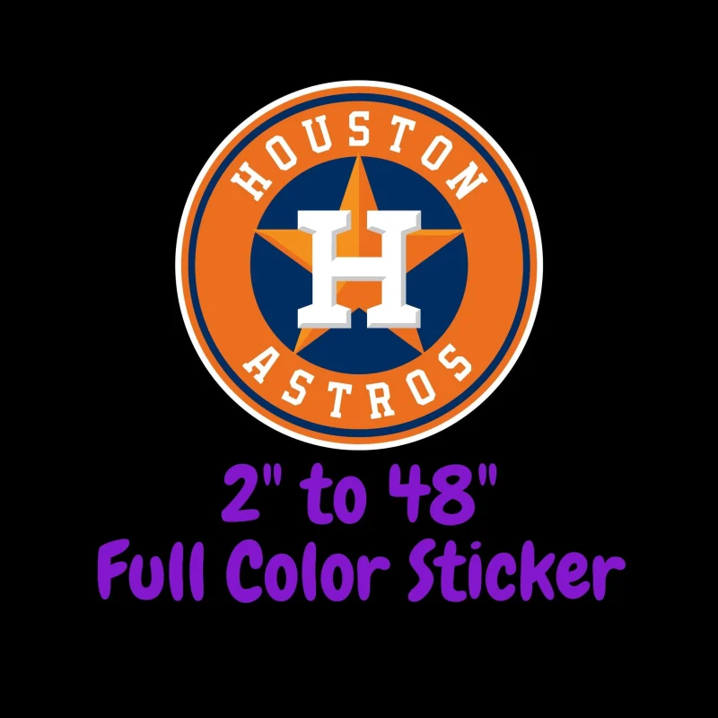 Houston Astros - Orange Circle With Name - Full Color Vinyl Sticker - Custom Size