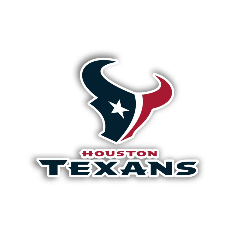Houston Texans - Bull Head With Name - Full Color Vinyl Sticker - Custom Size