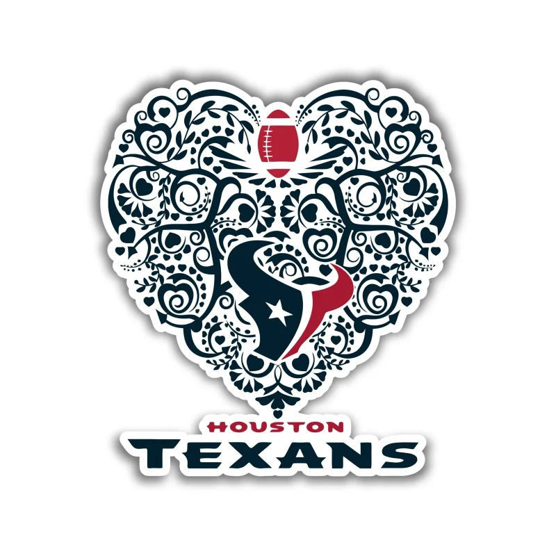 Houston Texans - Heart With Football - Iron On DTF Transfer - Custom Size