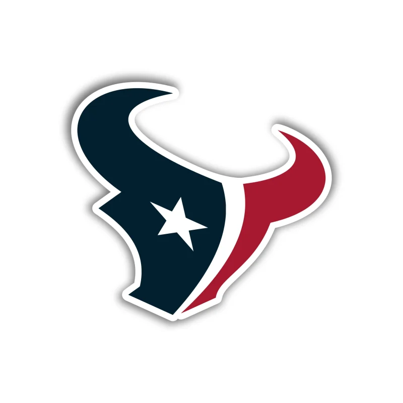 Houston Texans - Red And Blue Bull Head - Full Color Vinyl Sticker - Custom Size