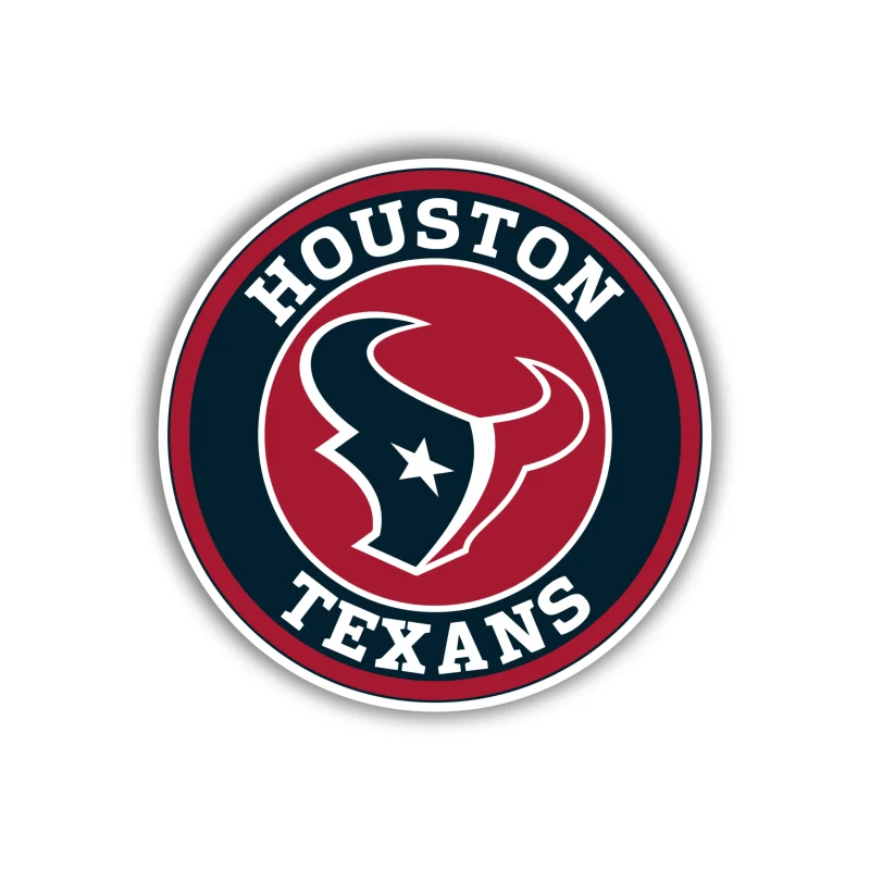 Houston Texans - Red And Blue Circle - Full Color Vinyl Sticker - Custom Size