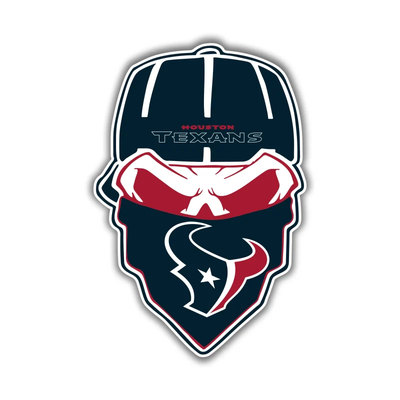 Houston Texans - Skull With Cap - Full Color Vinyl Sticker - Custom Size