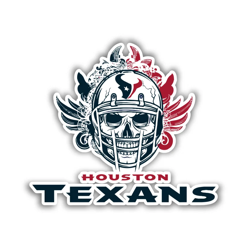 Houston Texans - Skull With Helmet And Name - Iron On DTF Transfer - Custom Size
