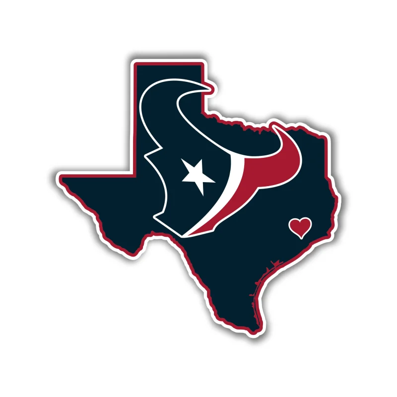 Houston Texans - State With Bullhead - Iron On DTF Transfer - Custom Size