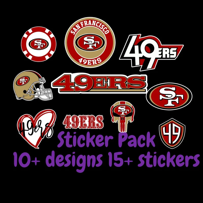 San Francisco 49ers Sticker Pack;  ; Laptop Decal ; Yeti Decal;  Cell phone Decal;  Vinyl Car Decal
