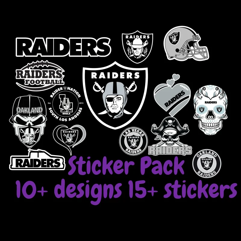 Las Vegas Raiders Sticker Pack;  ; Laptop Decal ; Yeti Decal;  Cell phone Decal;  Vinyl Car Decal