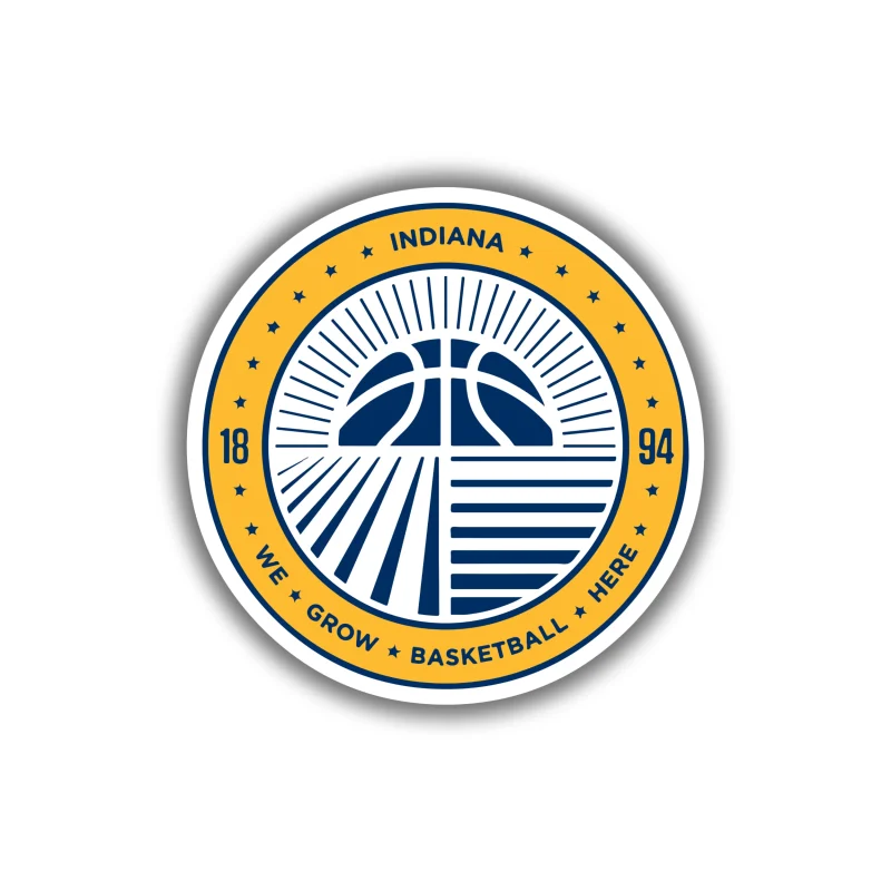 Indiana Pacers - Yellow Circle With Blue Basketball - Iron On DTF Transfer - Custom Size