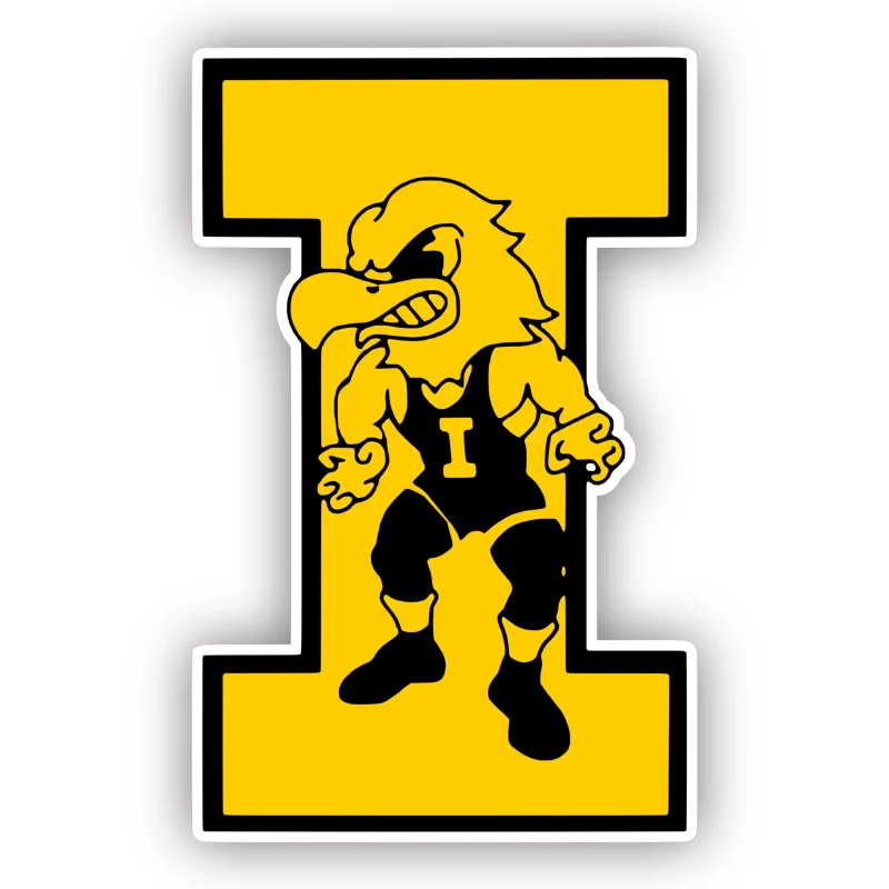 Iowa Hawkeyes - Yellow I with Hawk - Iron On DTF Transfer - Custom Size