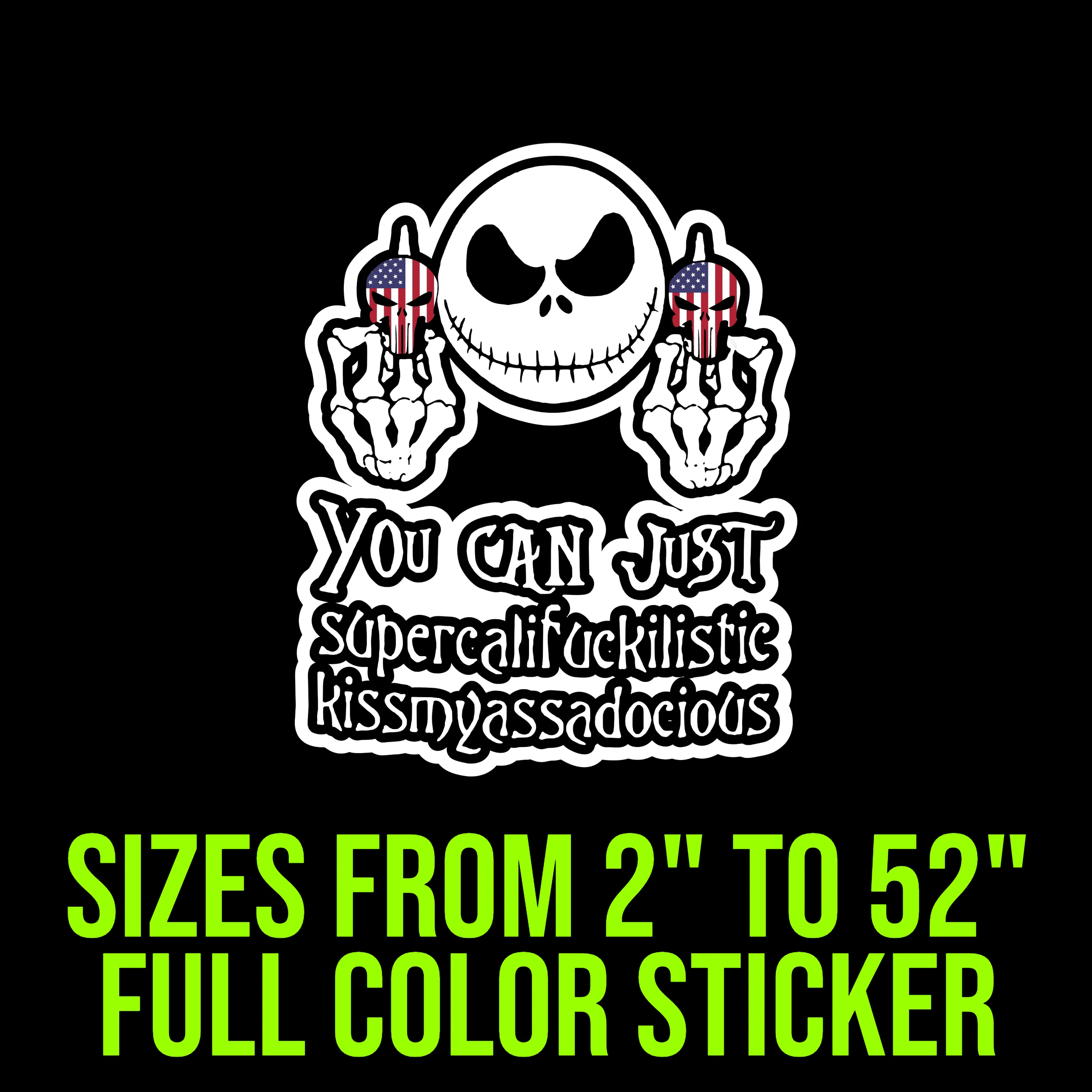 Jack Skellington Full Color Vinyl Sticker - Custom Size