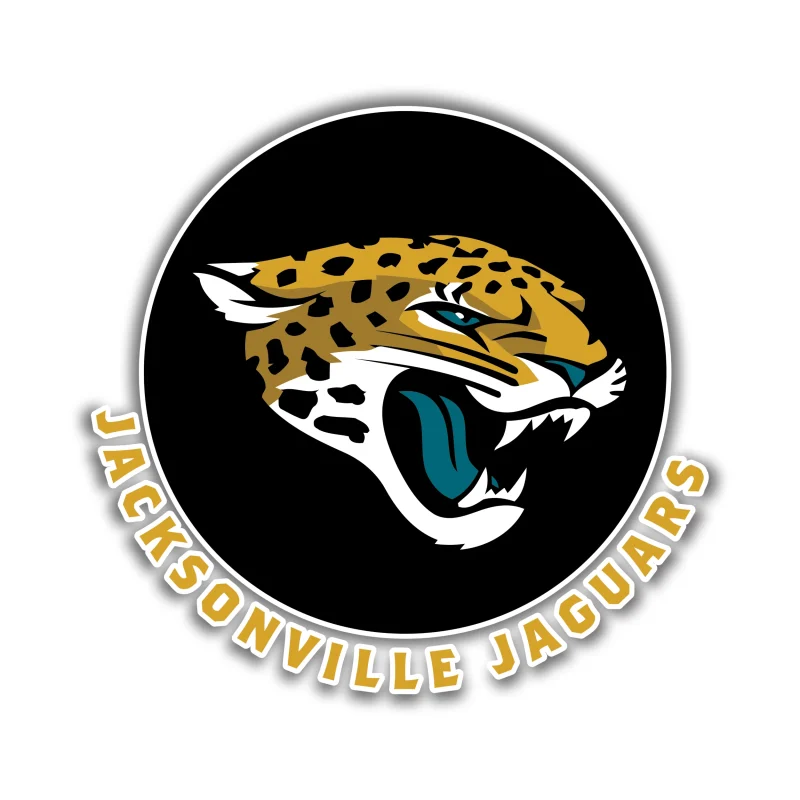 Jacksonville Jaguars - Black Circle With Jaguar And Name - Temporary Tattoo