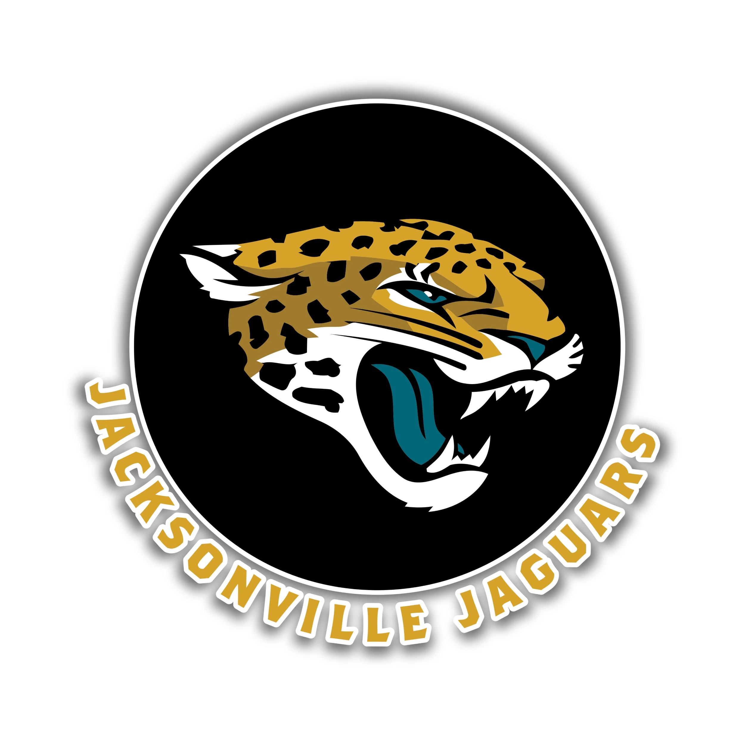 Jacksonville Jaguars - Black Circle With Jaguar And Name - Temporary Tattoo