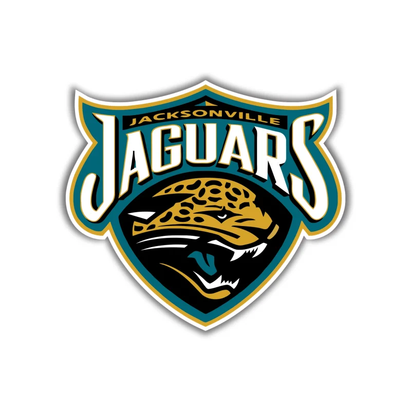 Jacksonville Jaguars - Shield With Jaguar head - Full Color Vinyl Sticker - Custom Size