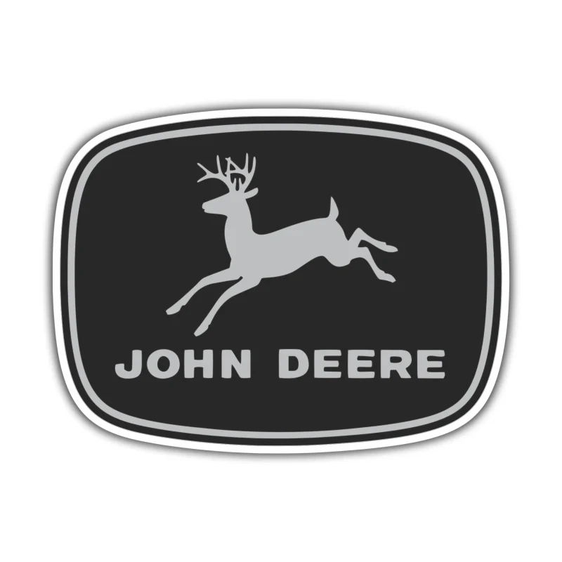 John Deere - Black and Grey - Rounded Full Color Vinyl Sticker - Custom Size