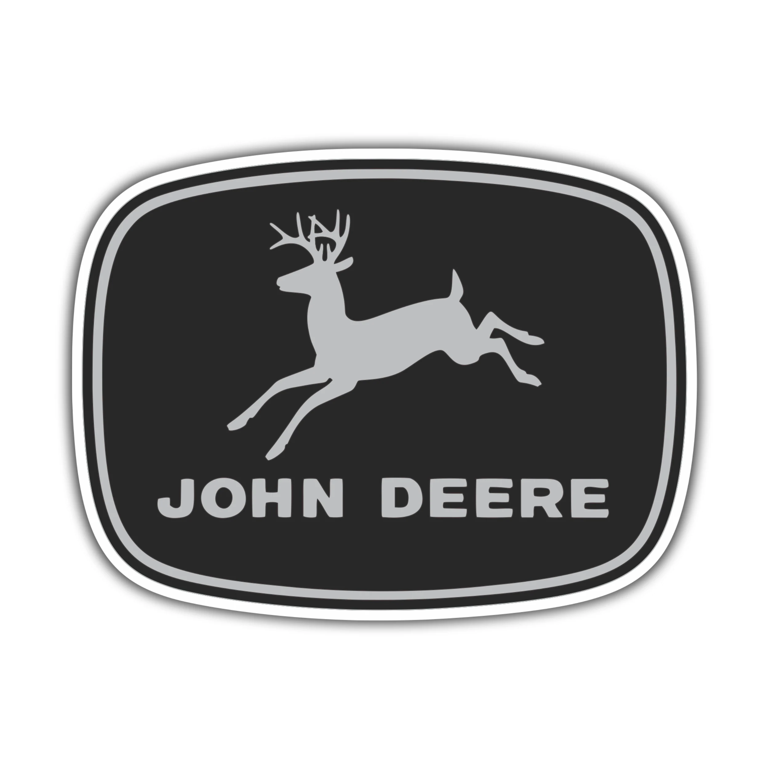 John Deere - Black and Grey - Rounded Full Color Vinyl Sticker - Custom Size