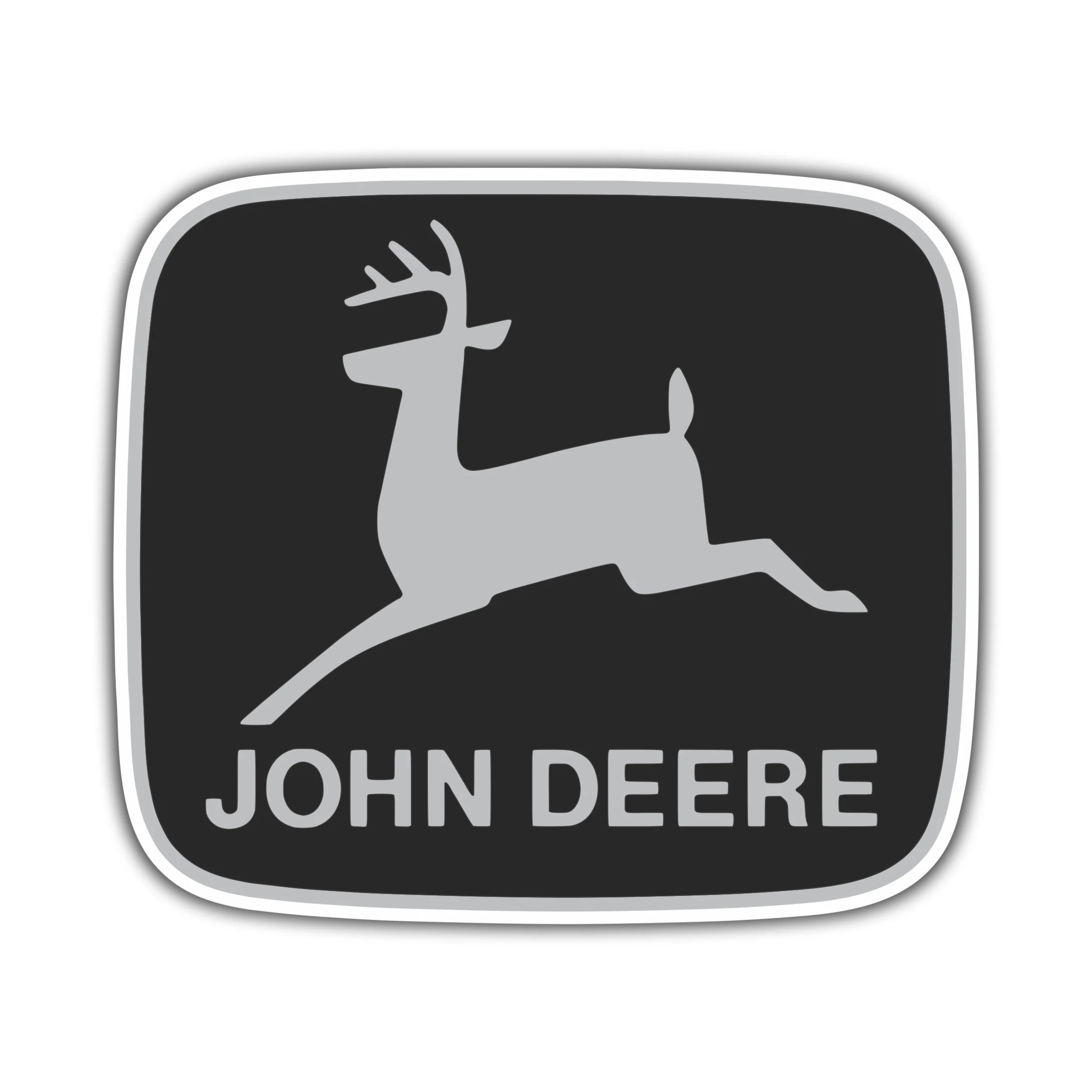 John Deere - Black and Grey - Square - Full Color Vinyl Sticker - Custom Size