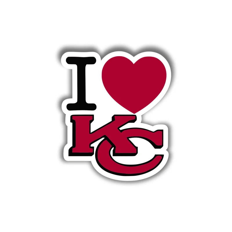 Kansas City Chiefs - I Love KC= Full Color Vinyl Sticker – Custom Size