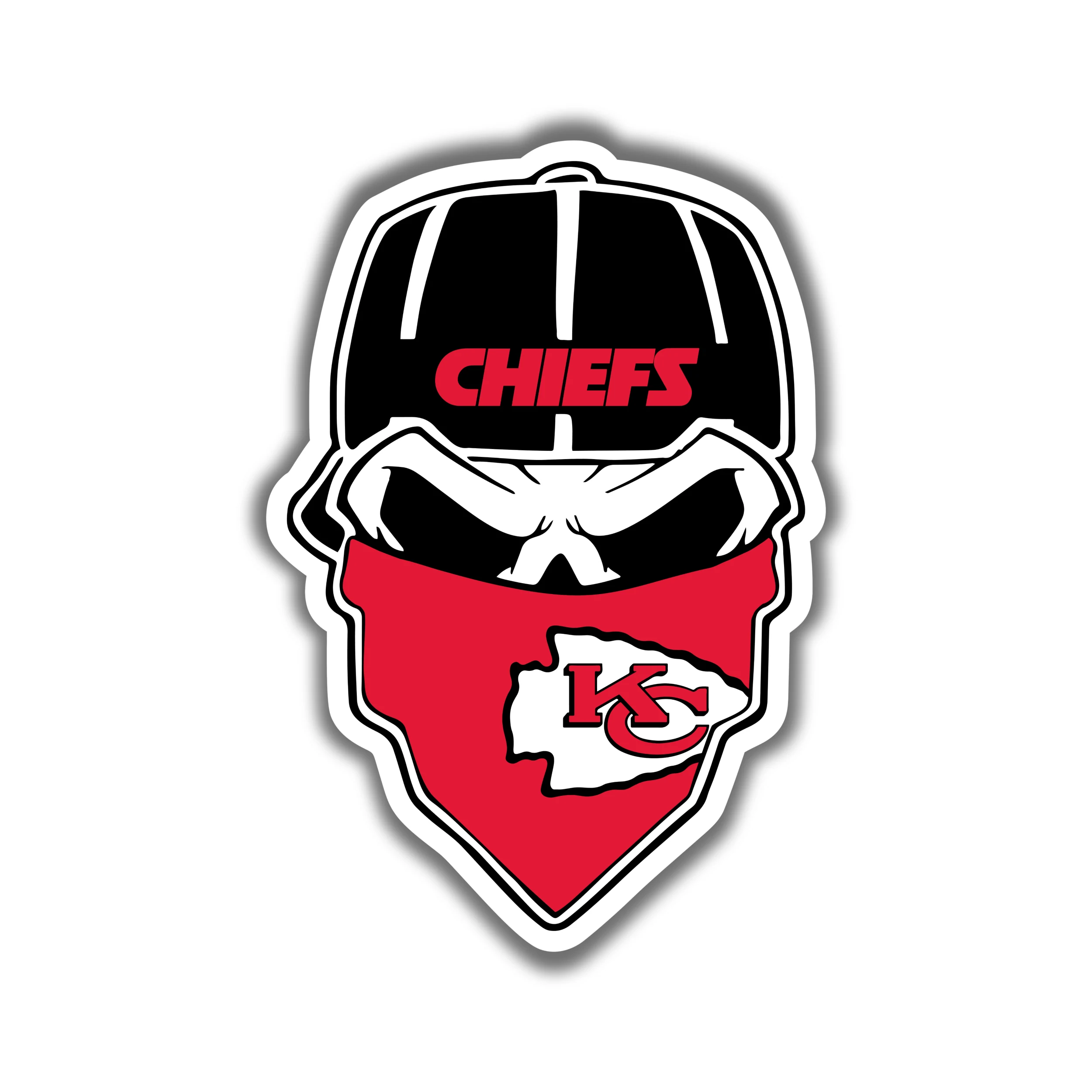 Kansas City Chiefs Skull Bandana - Iron On DTF Transfer - Custom Size